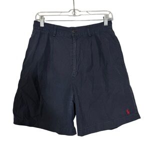 Polo Ralph Lauren Shorts Navy Blue Red Pony Size 10 Pleated Preppy Summer